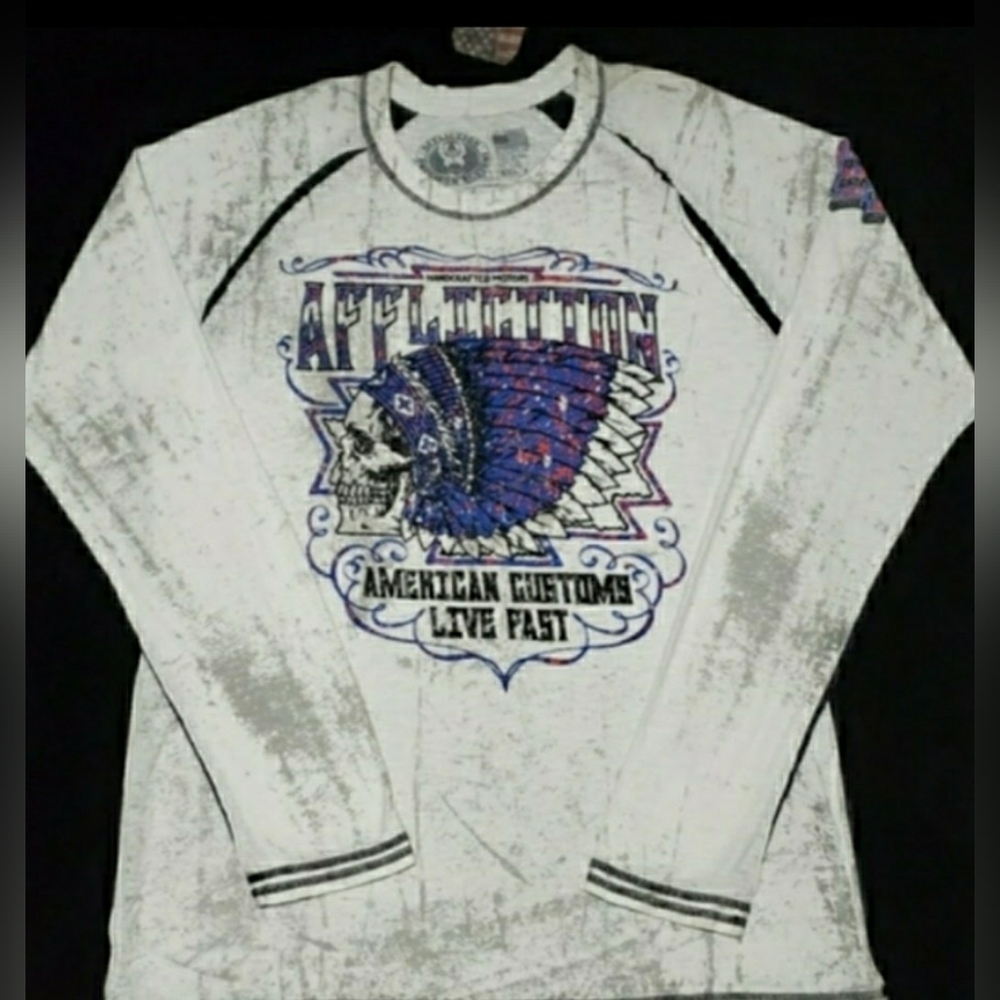 🔥Affliction "American Customs Roam" Distressed Raglan T🔥